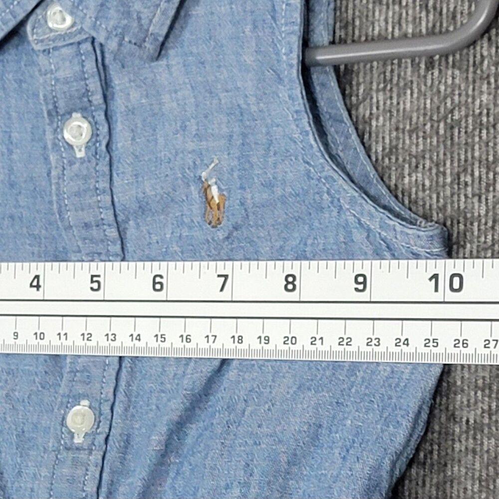 Polo Ralph Lauren Shirt Dress Girls 2T Blue Denim Chambray Button Up Flesh Pony - Picture 7 of 13